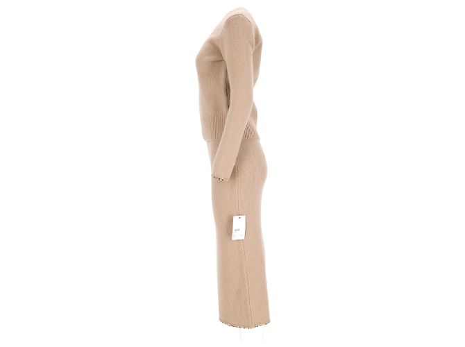 Conjunto de suéter e saia de lã marrom com acabamento em corrente Totême Vermelho - vista 18