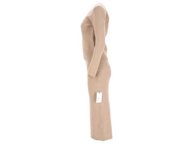 Conjunto de suéter e saia de lã marrom com acabamento em corrente Totême Vermelho - vista 2