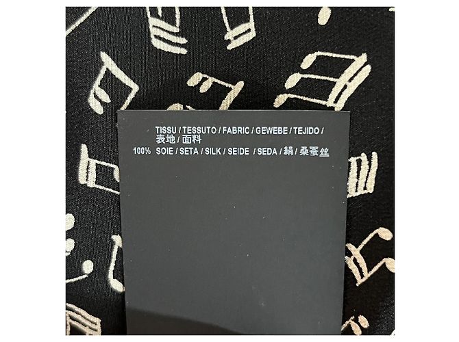 Camicia a maniche lunghe stampata Saint Laurent in seta nera Nero - vista 6