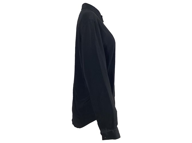 Camicia a maniche lunghe in seta nera ricamata con amore di Givenchy Nero - vista 2