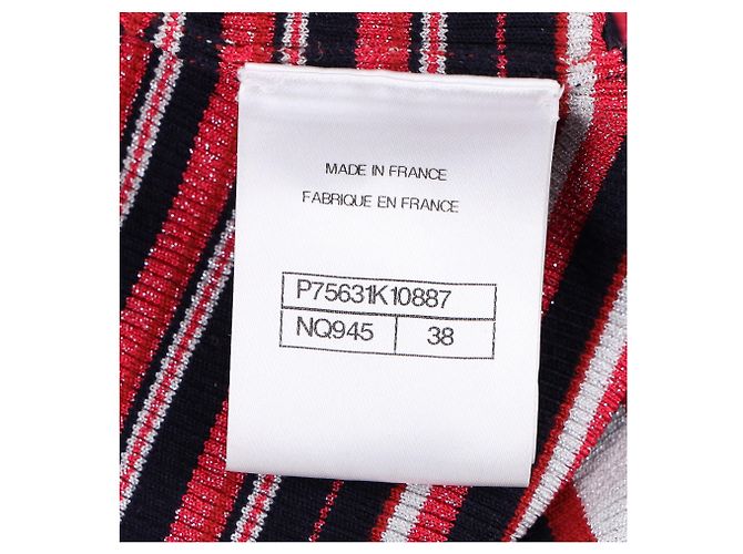 Gestreifter Rollkragenpullover mit CC-Verzierung von Chanel aus roter Wolle - Ansicht 11