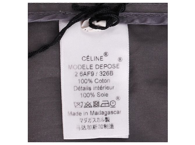 Céline Vestido midi com cinto e decote em V com bolsos em algodão cinza - vista 5