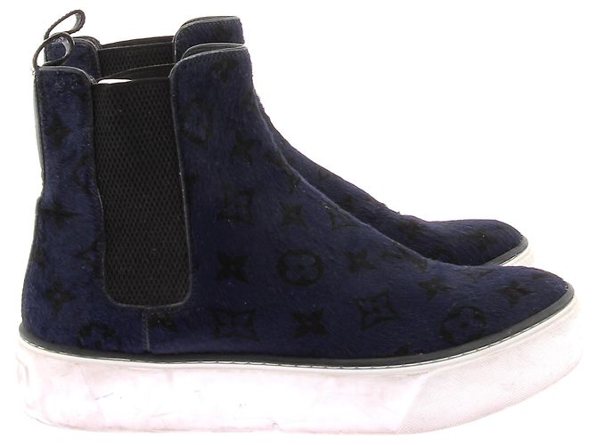 Botas LOUIS VUITTON T.EU 37 de piel de ternera estilo pony Azul marino - vista 2