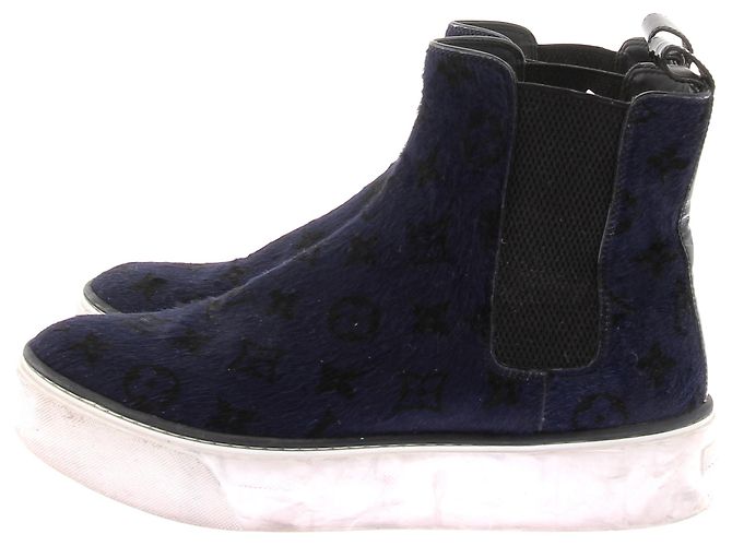 Botas LOUIS VUITTON T.EU 37 de piel de ternera estilo pony Azul marino - vista 3