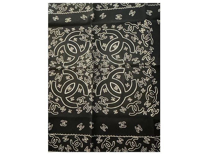 Cambon Chanel Bandana Negro Blanco - vista 4