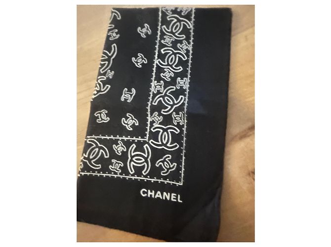 Cambon Chanel Bandana Negro Blanco - vista 5