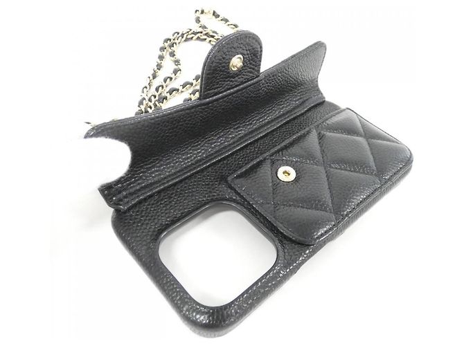 Custodia per iPhone 14 Pro Chanel Timeless Classic Line Nero - vista 3