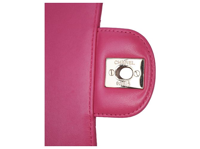 Chanel Pink Mini Quadrat Klassisch Chevron aus Lammleder mit Einzelklappe - Ansicht 8