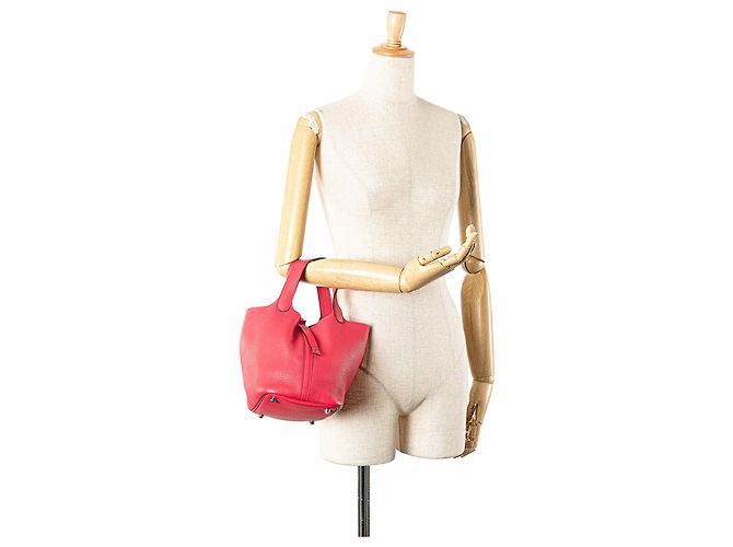 Hermès Picotin Lock 18 in pelle Clémence rosa - vista 10