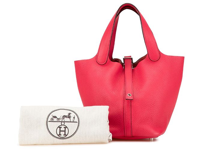Hermès Picotin Lock 18 in pelle Clémence rosa - vista 11