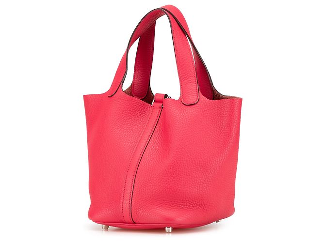 Hermès Picotin Lock 18 in pelle Clémence rosa - vista 2