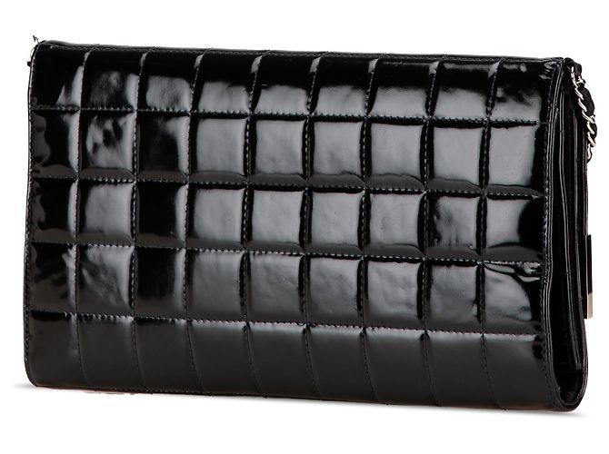 Clutch in catena in vernice nera CC cioccolato di Chanel Nero - vista 2
