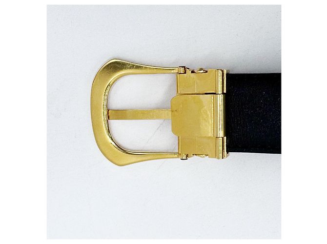 Cinturón unisex de Chanel con hebilla chapada en oro de 24 quilates Negro - vista 6