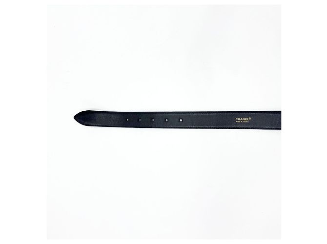 Cinturón unisex de Chanel con hebilla chapada en oro de 24 quilates Negro - vista 9