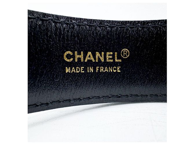 Cinturón unisex Chanel con hebilla chapada en oro de 24 quilates Negro - vista 6