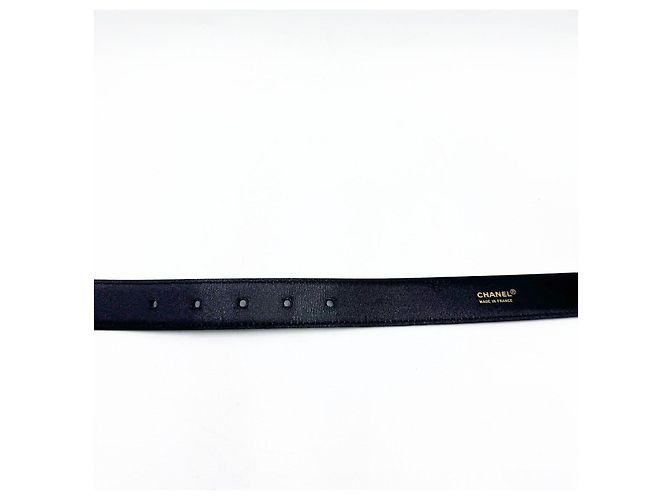 Cinturón unisex Chanel con hebilla chapada en oro de 24 quilates Negro - vista 8