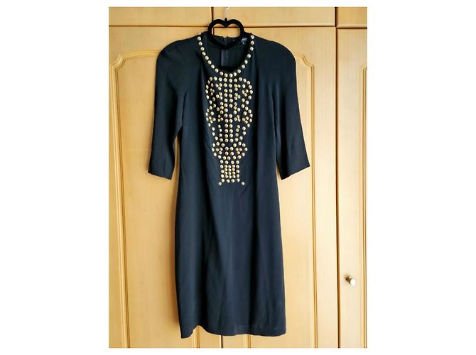Abito Givenchy nero in viscosa con borchie dorate - vista 2