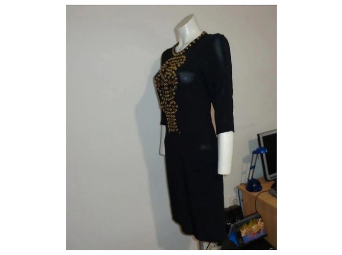 Abito Givenchy nero in viscosa con borchie dorate - vista 8