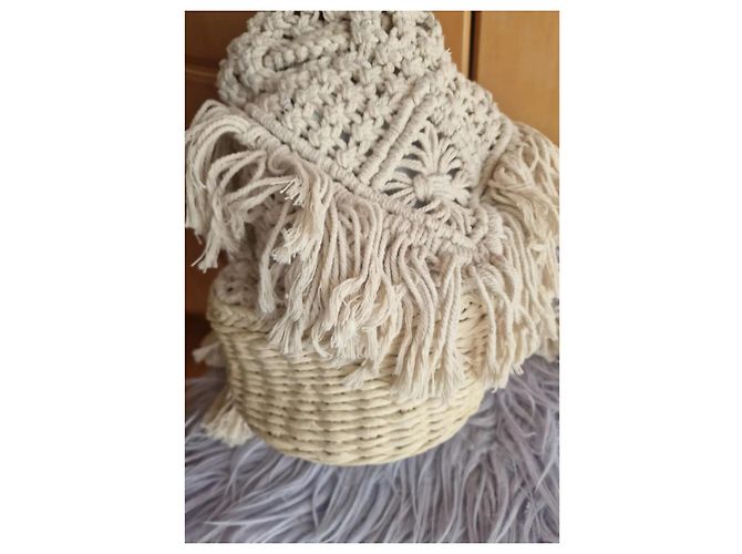 Autre Marque Borsa Cesto in Maglia di Cotone Crema - vista 10
