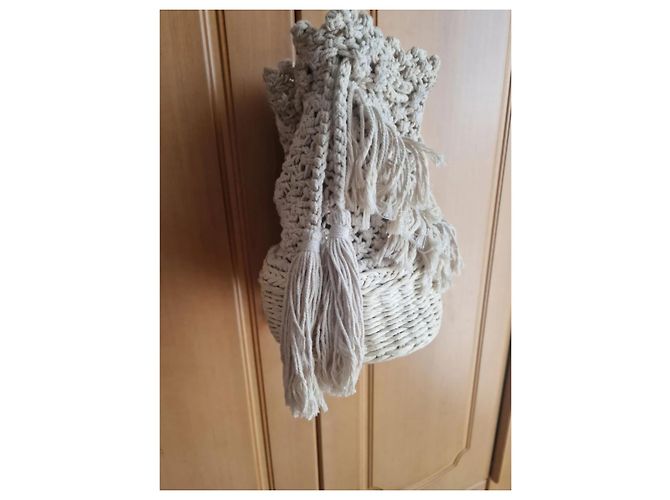 Autre Marque Borsa Cesto in Maglia di Cotone Crema - vista 13