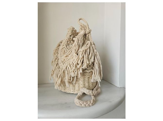 Autre Marque Borsa Cesto in Maglia di Cotone Crema - vista 2