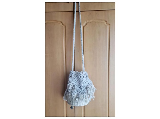 Autre Marque Borsa Cesto in Maglia di Cotone Crema - vista 5