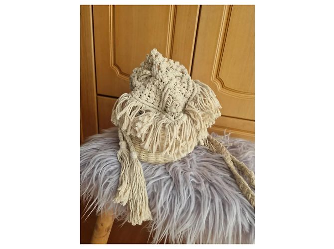 Autre Marque Borsa Cesto in Maglia di Cotone Crema - vista 7