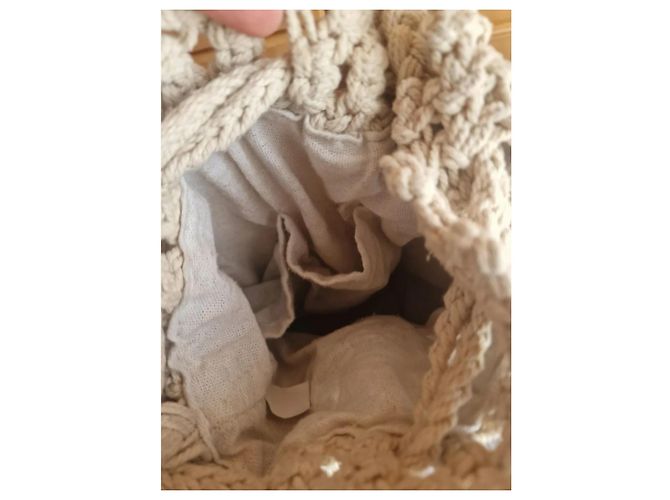 Autre Marque Borsa Cesto in Maglia di Cotone Crema - vista 8