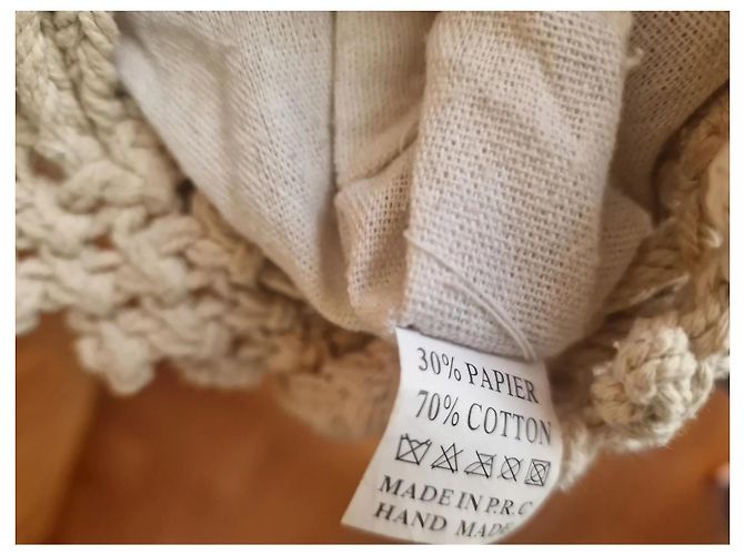 Autre Marque Borsa Cesto in Maglia di Cotone Crema - vista 9