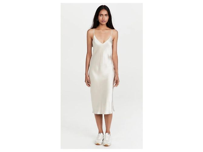 Vestido lencero L'Agence Jodie de seda crema Crudo - vista 6