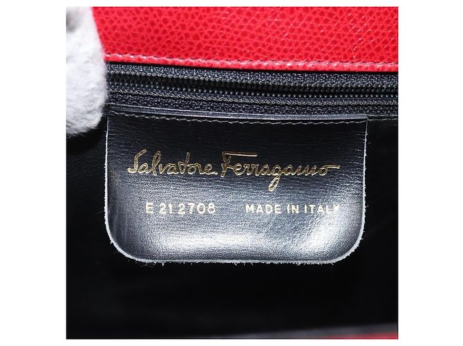 Bolsa de ombro de couro vermelho Salvatore Ferragamo Auth 98267 - vista 12