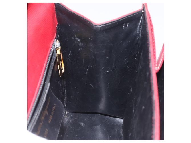 Bolsa de ombro de couro vermelho Salvatore Ferragamo Auth 98267 - vista 18
