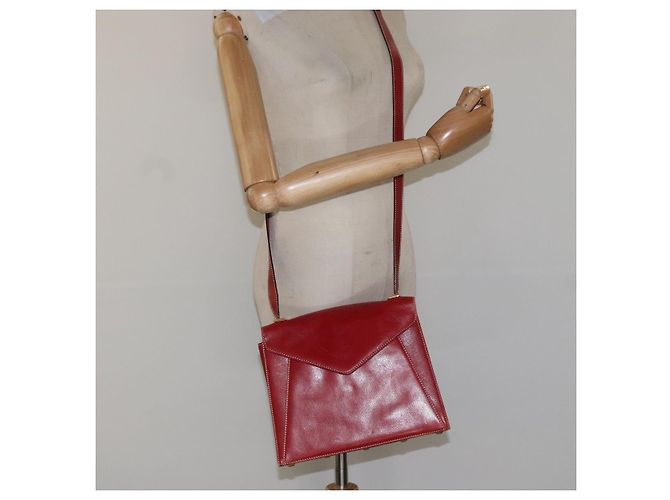 Bolsa de ombro de couro vermelho Salvatore Ferragamo Auth 98267 - vista 21