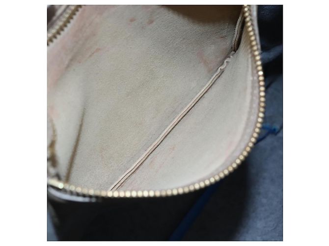 Céline Borsa a spalla CELINE in pelle beige oro blu Auth bs22533 D'oro - vista 11