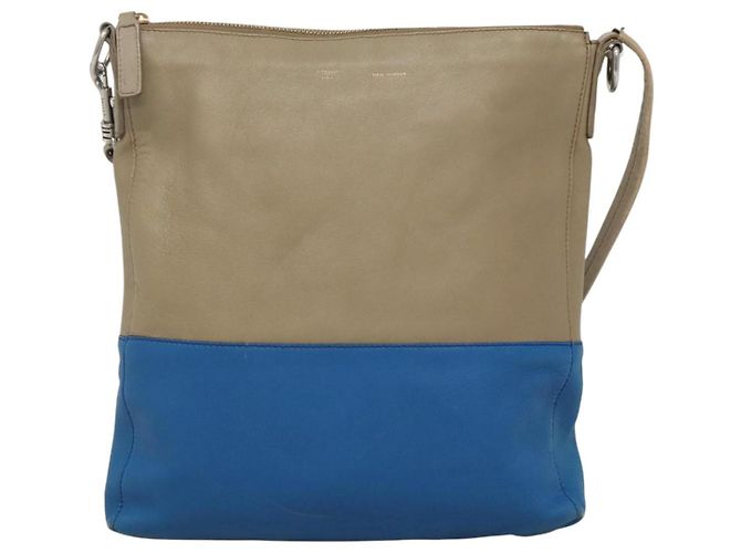 Céline Borsa a spalla CELINE in pelle beige oro blu Auth bs22533 D'oro - vista 13
