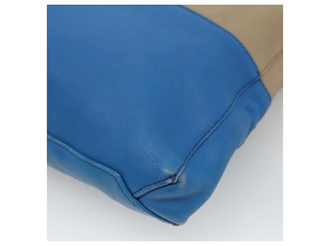 Céline Borsa a spalla CELINE in pelle beige oro blu Auth bs22533 D'oro - vista 16