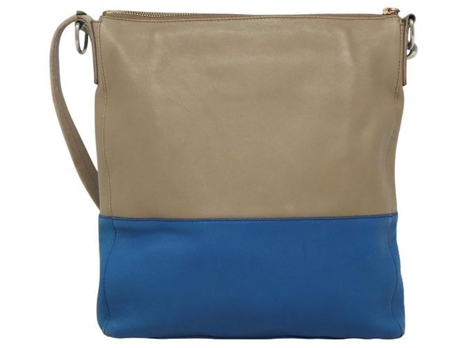 Céline Borsa a spalla CELINE in pelle beige oro blu Auth bs22533 D'oro - vista 2