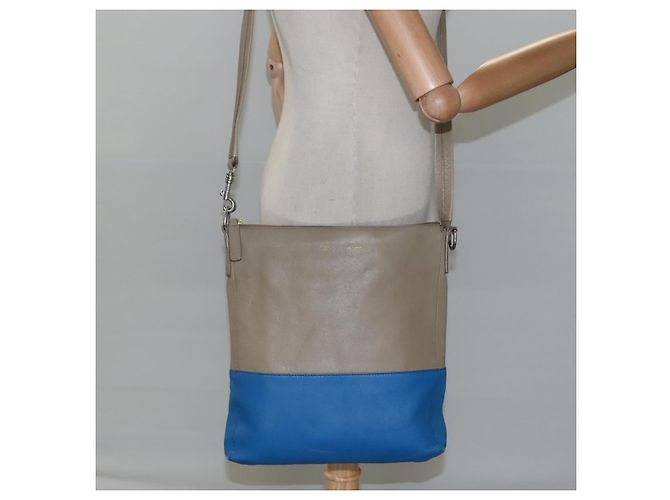 Céline Borsa a spalla CELINE in pelle beige oro blu Auth bs22533 D'oro - vista 23