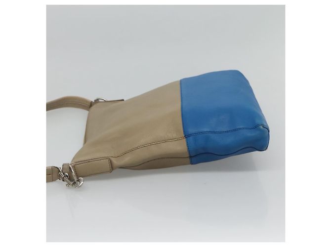 Céline Borsa a spalla CELINE in pelle beige oro blu Auth bs22533 D'oro - vista 4