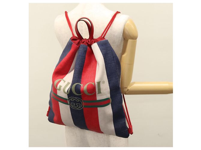 GUCCI Backpack Canvas Red Navy 473872 Auth BA150 Navy blue - view 24