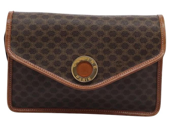 Céline Borsa a spalla in tela Macadam CELINE in pelle PVC marrone oro Auth BD213 D'oro - vista 13
