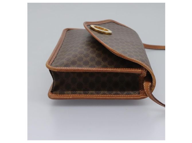 Céline Borsa a spalla in tela Macadam CELINE in pelle PVC marrone oro Auth BD213 D'oro - vista 4