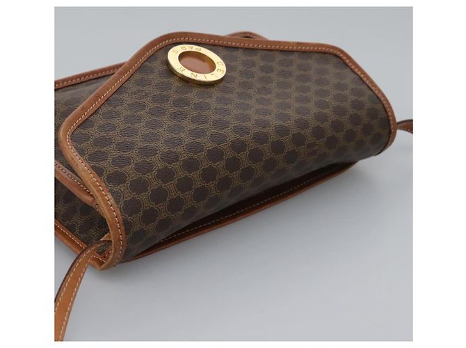Céline Borsa a spalla in tela Macadam CELINE in pelle PVC marrone oro Auth BD213 D'oro - vista 5