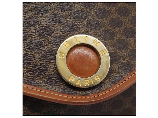 Céline Borsa a spalla in tela Macadam CELINE in pelle PVC marrone oro Auth BD213 D'oro - vista 8
