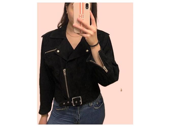 Giacca Biker Iro in Suede Nero - vista 14