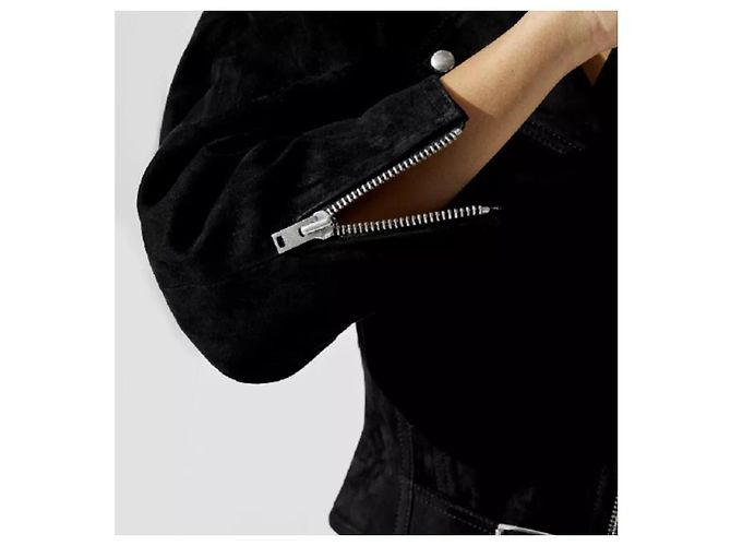 Giacca Biker Iro in Suede Nero - vista 15