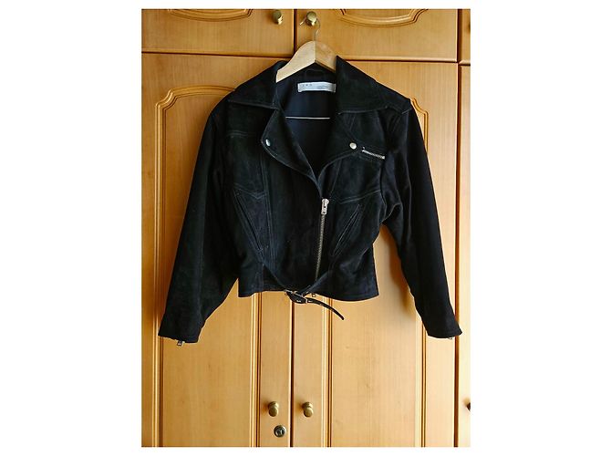 Giacca Biker Iro in Suede Nero - vista 2