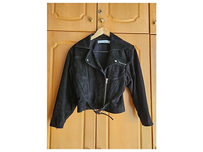 Giacca Biker Iro in Suede Nero - vista 3