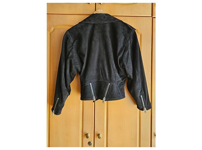 Giacca Biker Iro in Suede Nero - vista 4