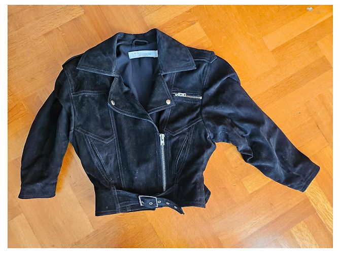 Giacca Biker Iro in Suede Nero - vista 6